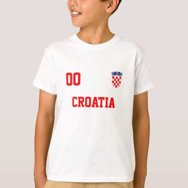 Croatia Coat of Arms Custom Name And Number Kids Football T-Shirt