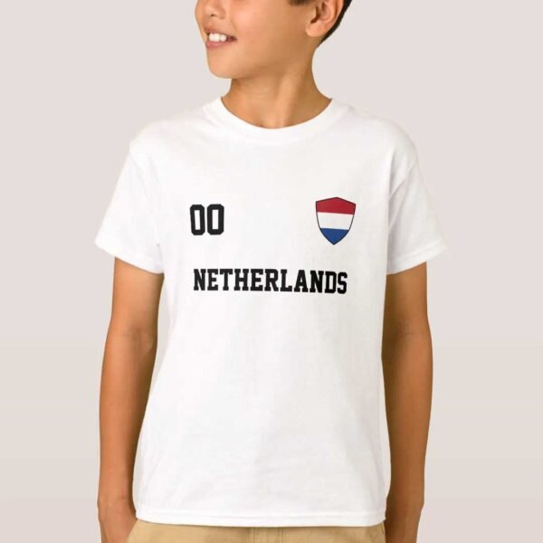 Netherlands Custom Name And Number Football Jersey Kids T-Shirt