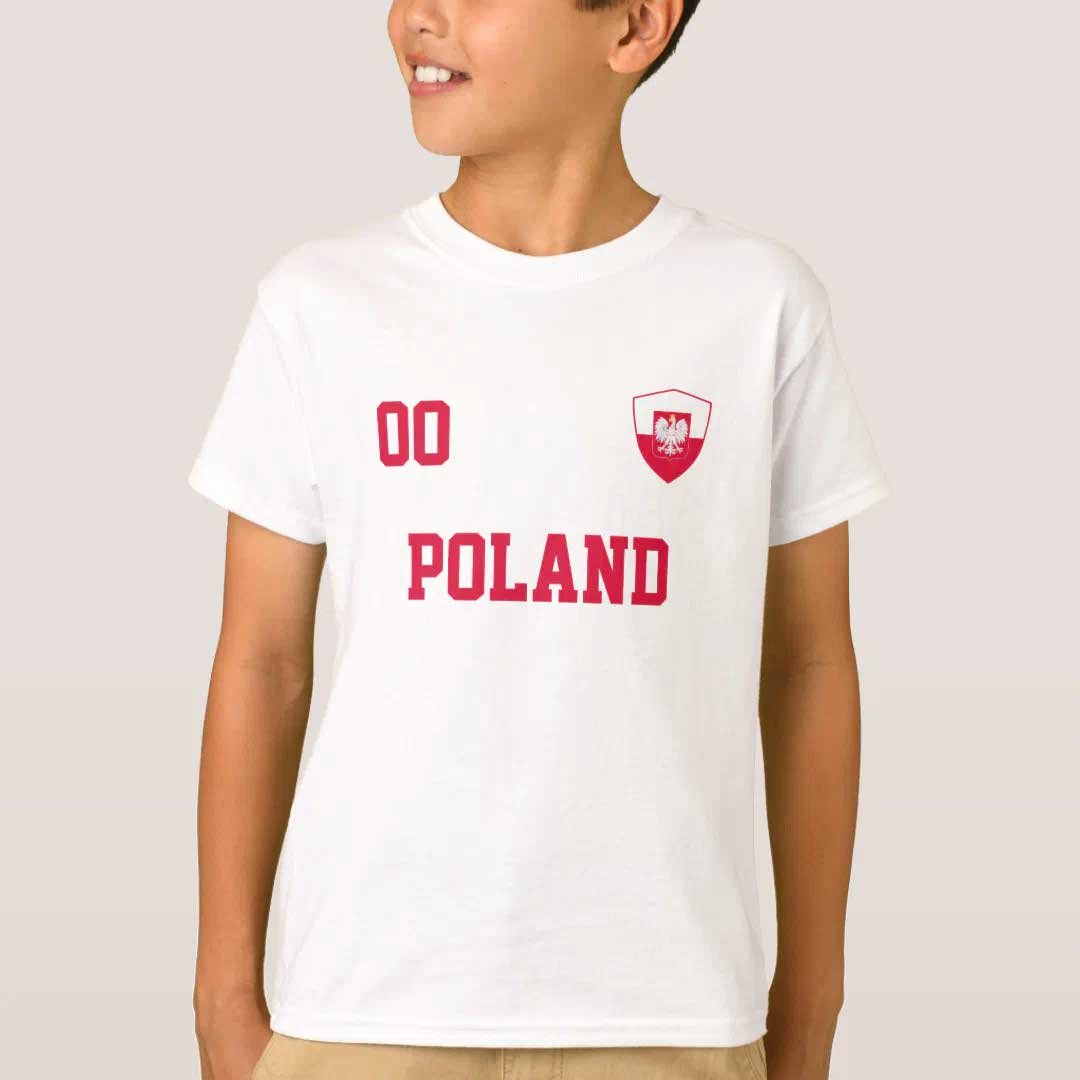 Poland Custom Name And Number Football Jersey Kids T-Shirt