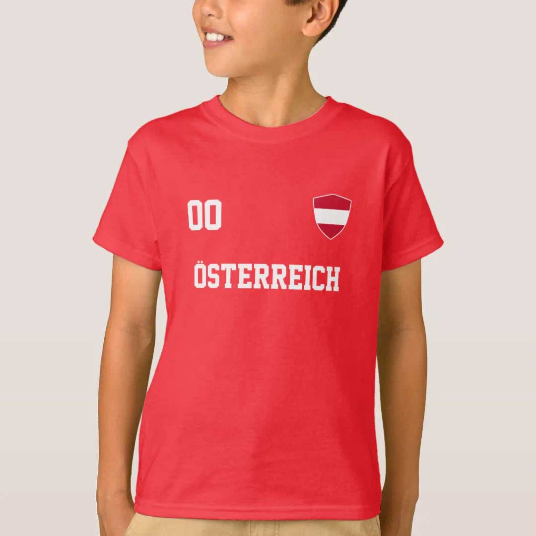 Austria Custom Name And Number Football Jersey Kids T-Shirt