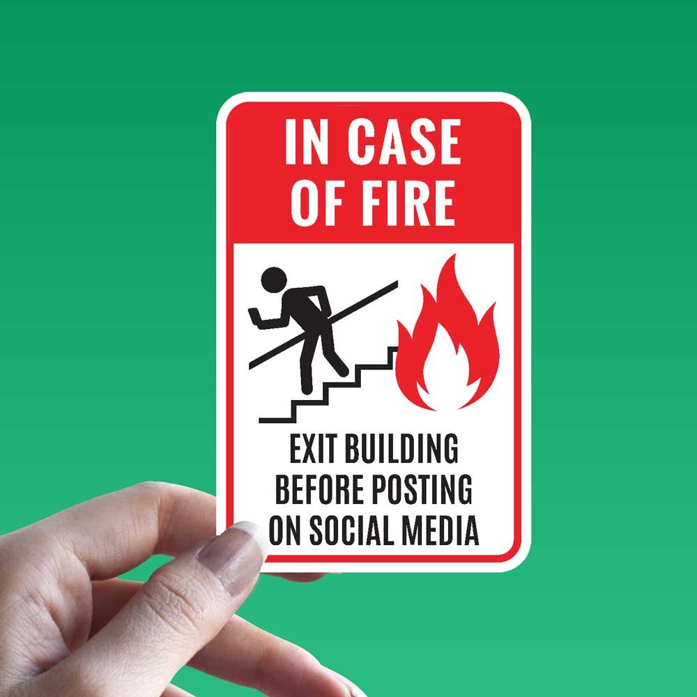 In case of fire warning sign sticker