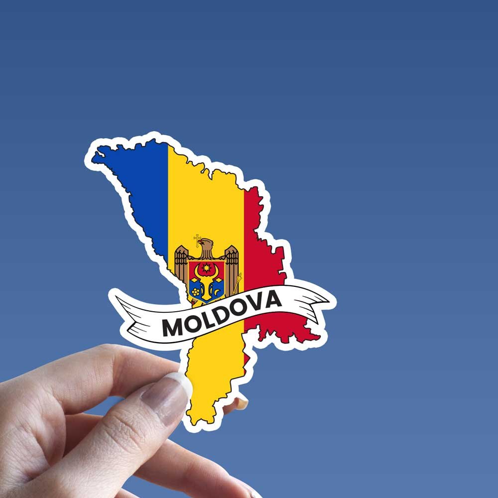 Moldova Flag Map Sticker