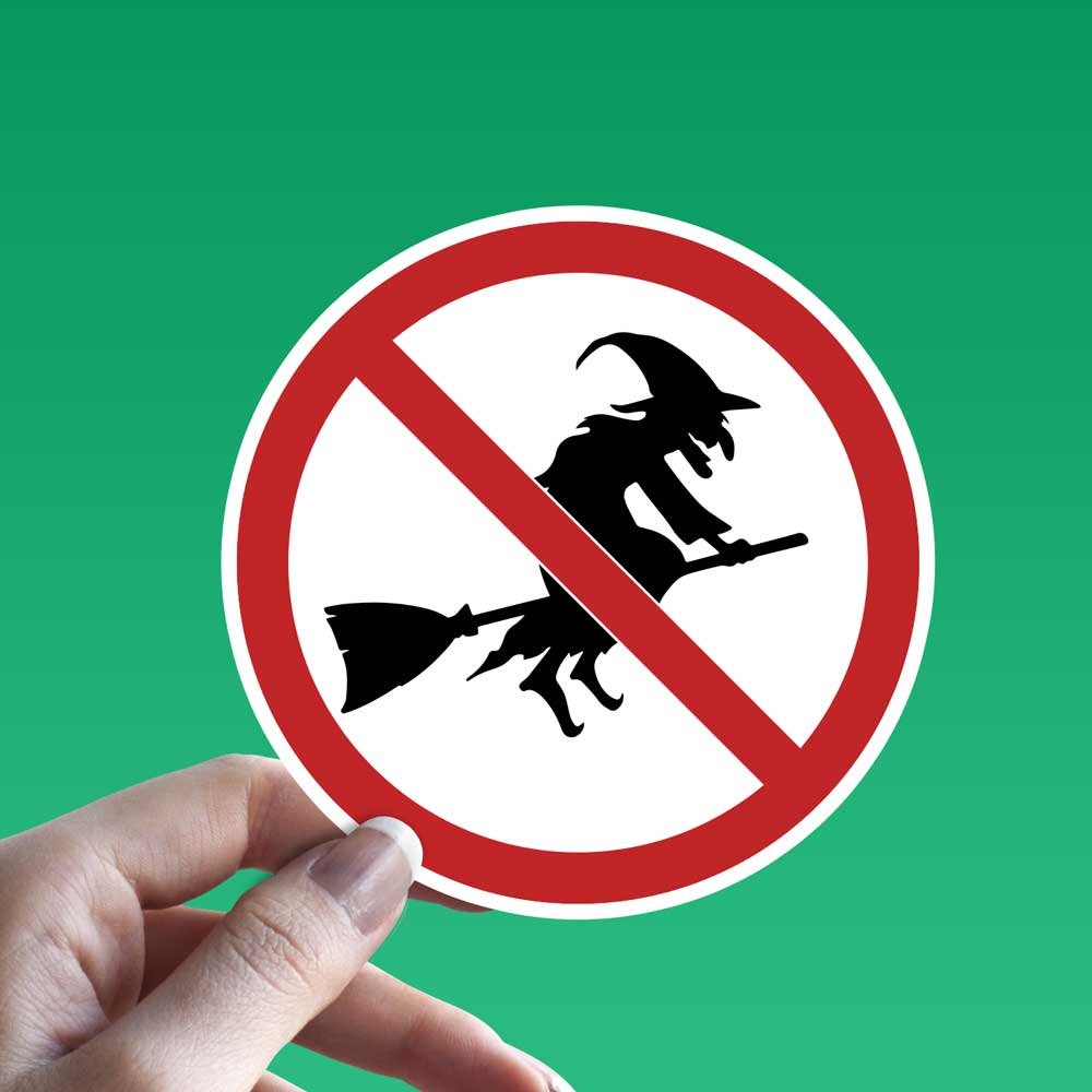 No Witches Prohibition Sign Sticker