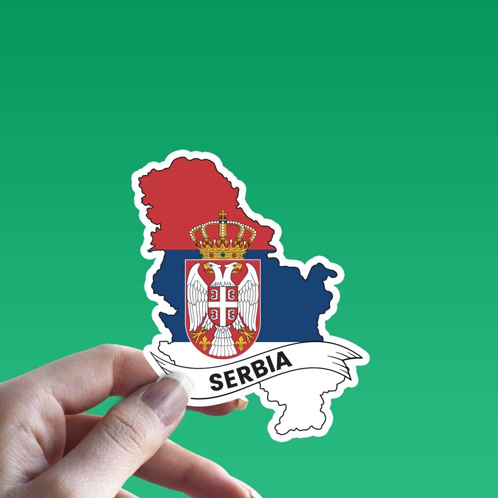 Serbia Flag Map Sticker