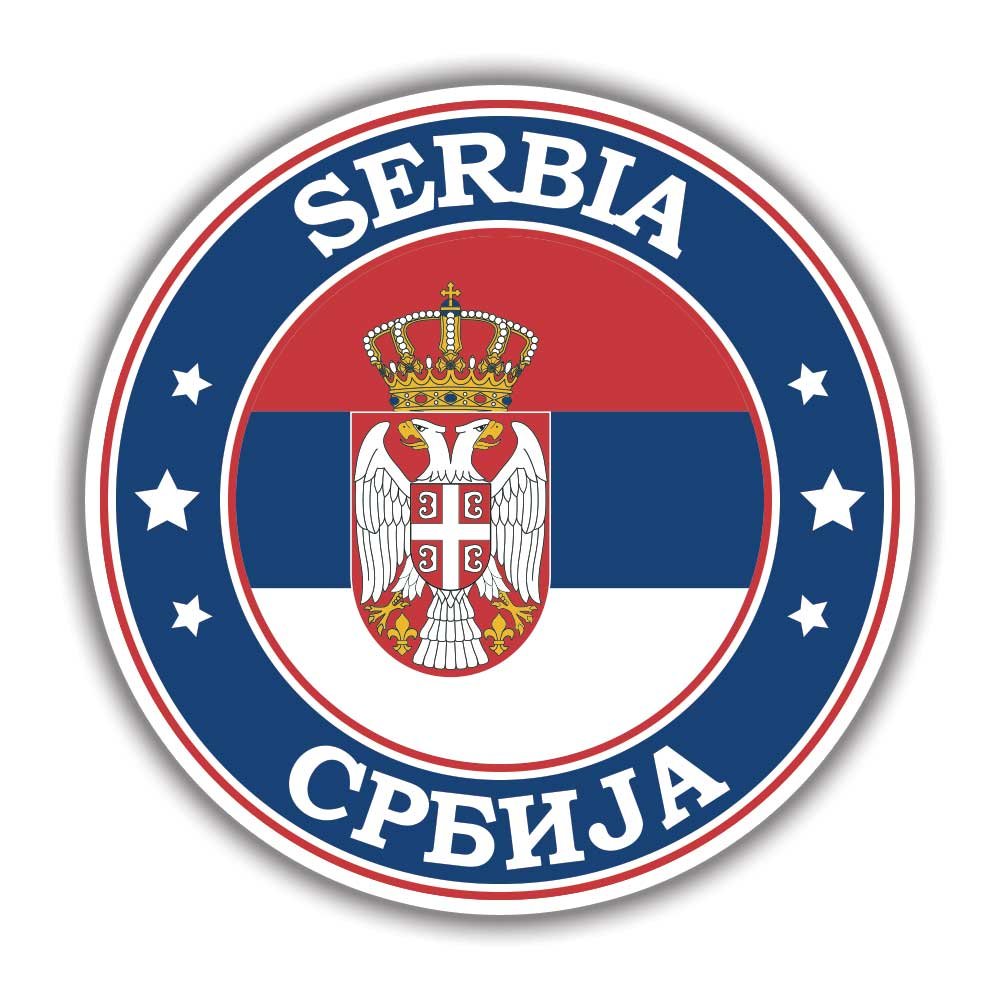 Serbia Flag Round Circle Emblem Sticker