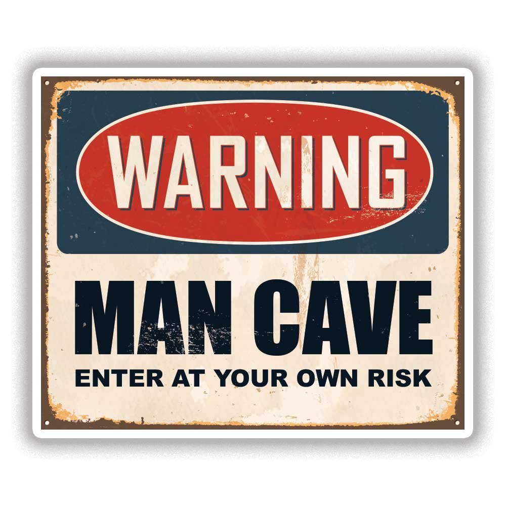 Warning Man Cave Vintage Sticker