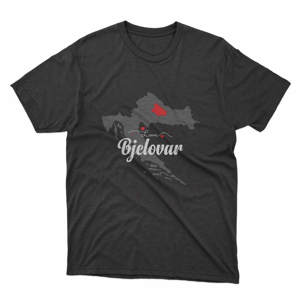 Love Bjelovar Map of Croatia T-shirt Volim Bjelovar Majica