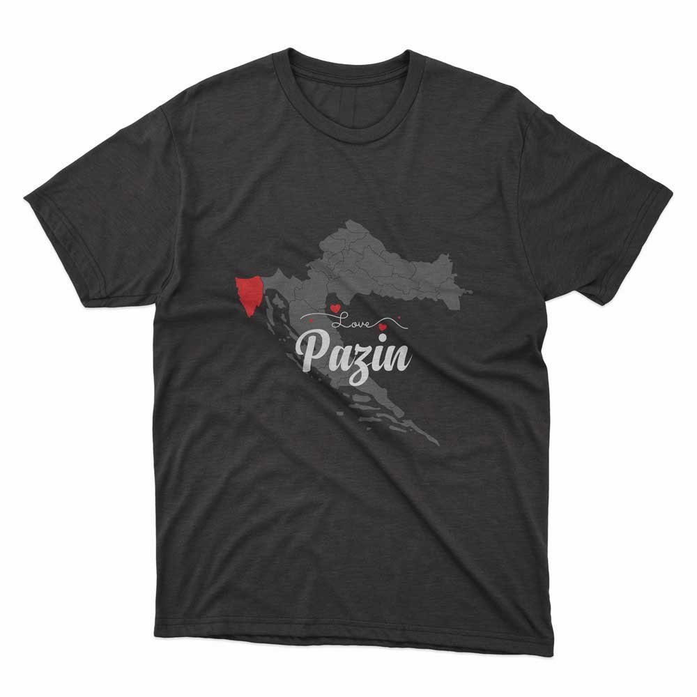 Love Pazin Map of Croatia T-shirt Volim Pazin Majica