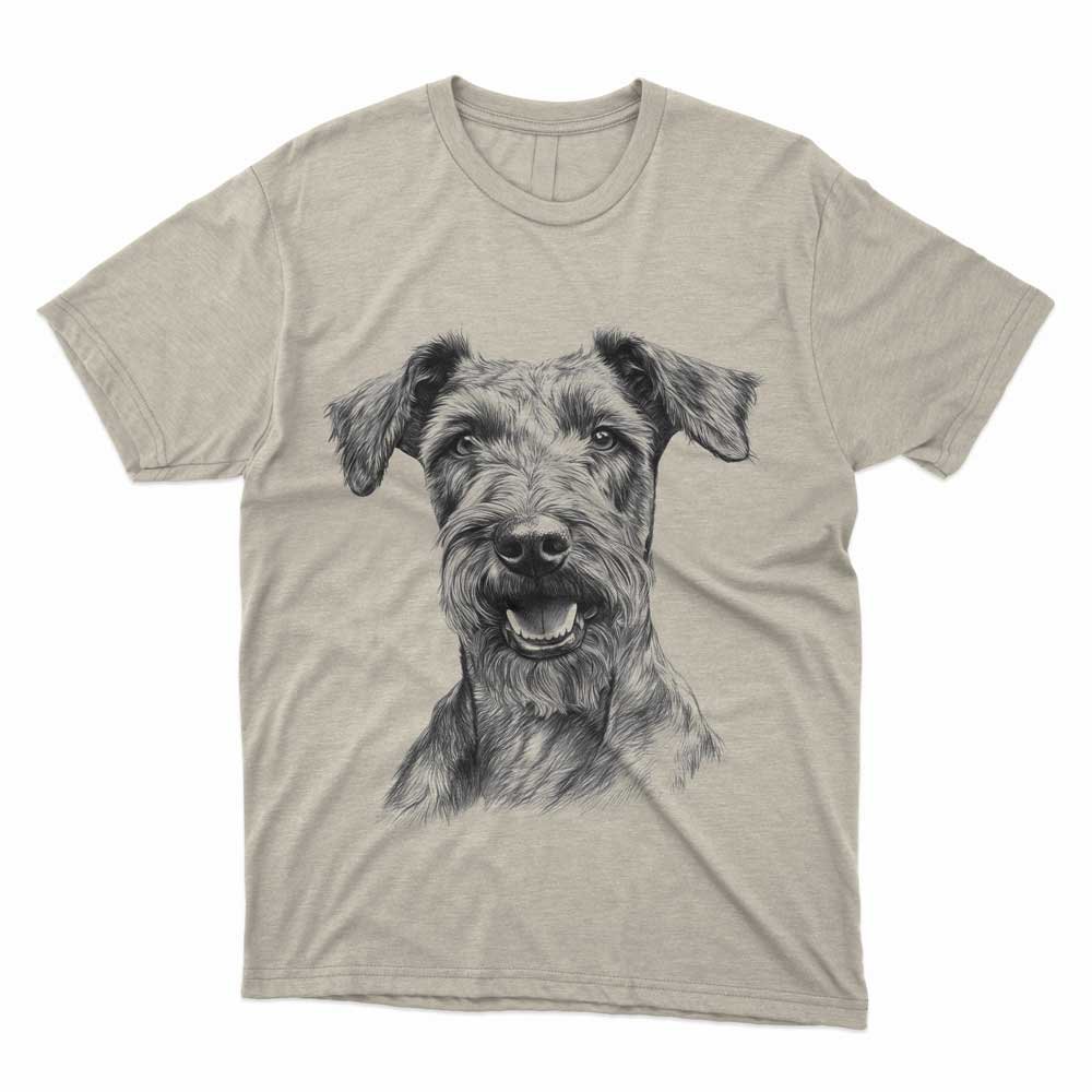 Airedale Terrier Dog Drawing Monochrome T-Shirt