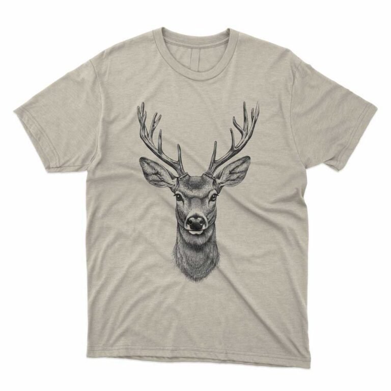 Read more about the article Deer realistic drawing monochrome T-Shirt