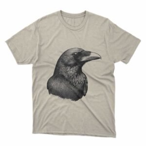 Read more about the article Raven bird realistic drawing monochrome T-Shirt