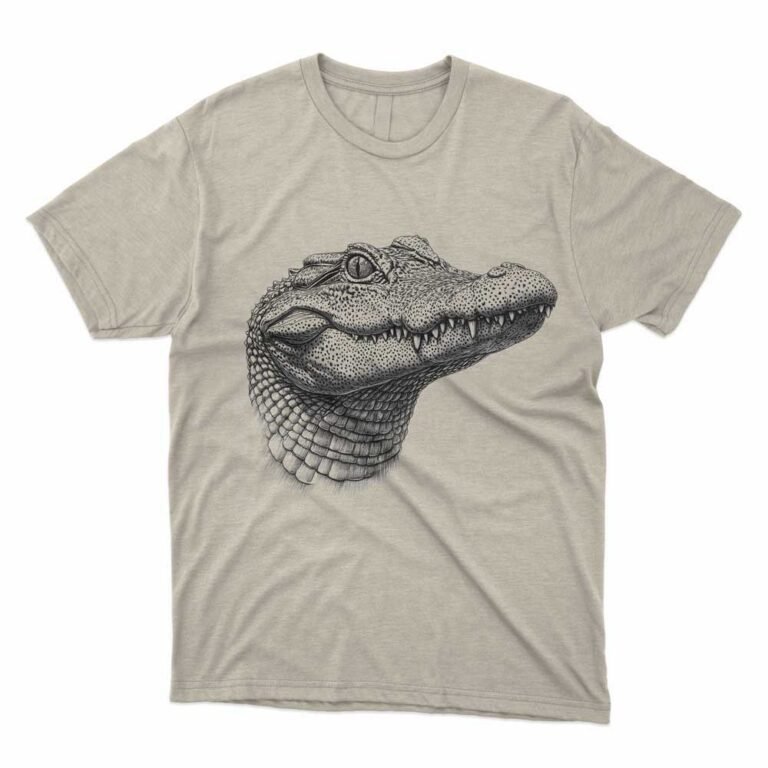 Read more about the article Crocodile realistic drawing monochrome T-Shirt