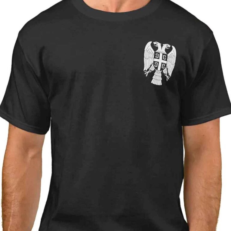 Read more about the article Minimalist white Serbian eagle (coat of arms) pocket design T-shirt