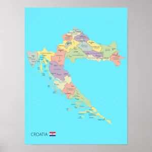 Read more about the article Detailed Map of Croatia Regions Poster